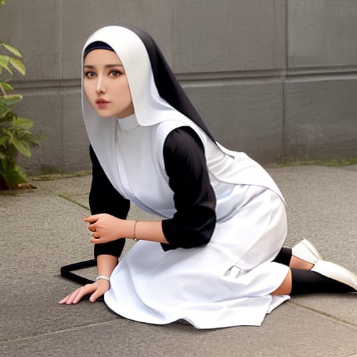  Silver hair, beautiful , nun, , showing, nothing to wear, games