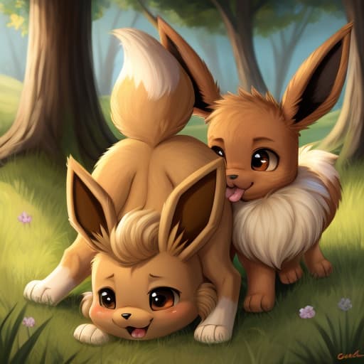  Eevee, feral, deep rimming feral, bestiality, all male, toung in ass,, open eyes, digital art, masterpiece, 4k, fine details,