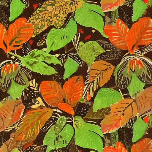  Please generate a hand-painted colored tobacco plant pattern,