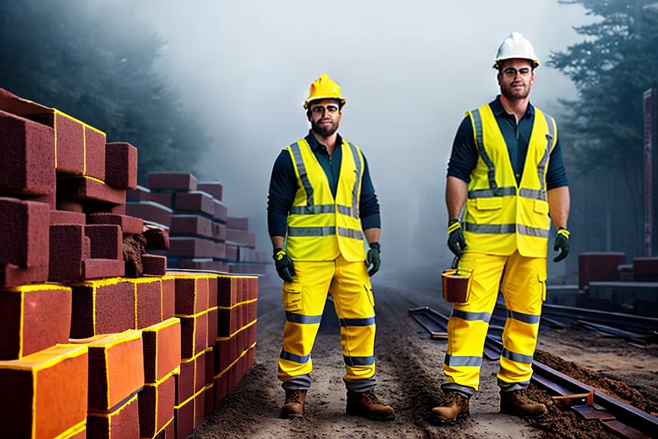  Photos, portraits, optimistic, construction workers who are moving bricks, realistic hyperrealistic, full body, detailed clothing, highly detailed, cinematic lighting, stunningly beautiful, intricate, sharp focus, f/1. 8, 85mm, (centered image composition), (professionally color graded), ((bright soft diffused light)), volumetric fog, trending on instagram, trending on tumblr, HDR 4K, 8K