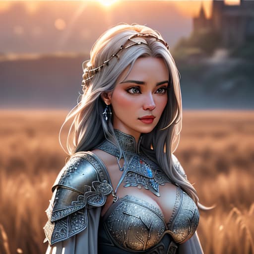  Portrait of a girl, the most beautiful in the world, (medieval armor), metal reflections, upper body, outdoors, intense sunlight, far away castle, professional photograph of a stunning woman detailed, sharp focus, dramatic, award winning, cinematic lighting, volumetrics dtx, (film grain, blurry background, blurry foreground, bokeh, depth of field, sunset, interaction, Perfectchainmail), (masterpiece), (extremely intricate:1.3), (ultra realistic) hyperrealistic, full body, detailed clothing, highly detailed, cinematic lighting, stunningly beautiful, intricate, sharp focus, f/1. 8, 85mm, (centered image composition), (professionally color graded), ((bright soft diffused light)), volumetric fog, trending on instagram, trending on tumblr, HDR 4K, 8K