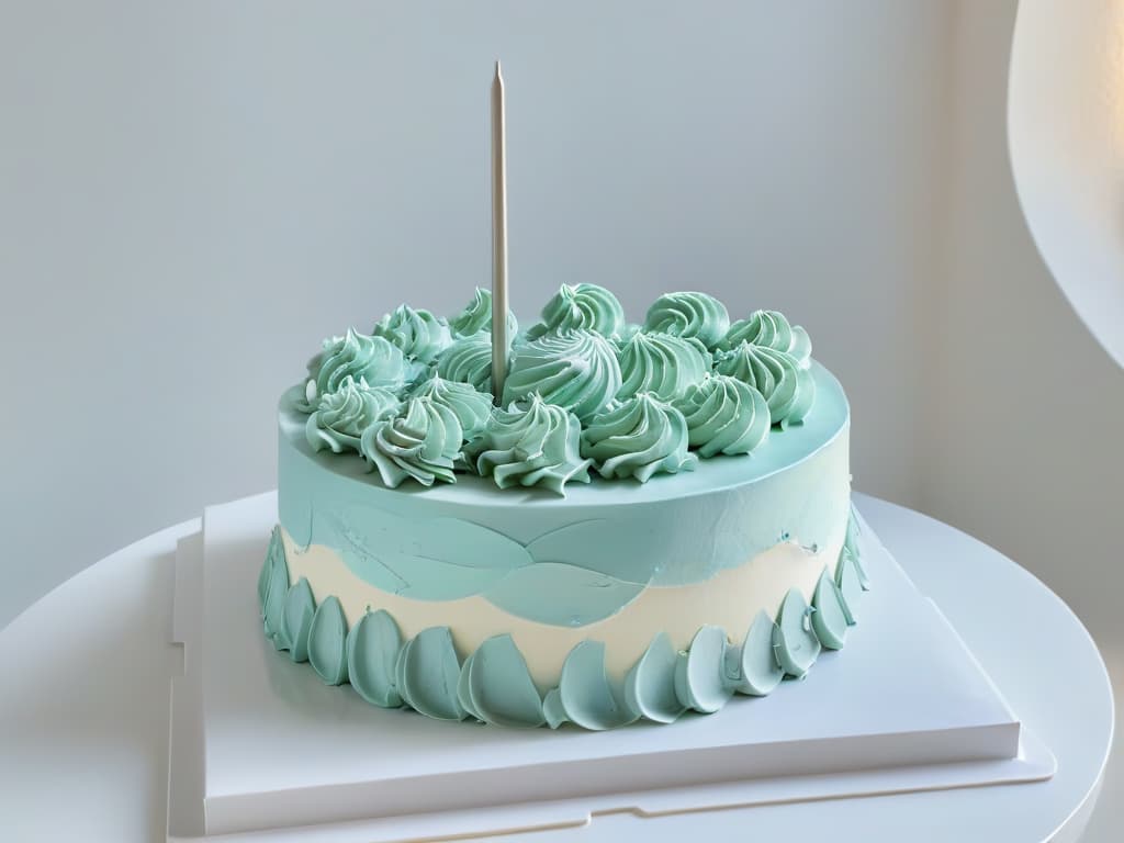  A sleek, minimalist kitchen with marble countertops, stainless steel appliances, and a large window letting in natural light. The focus is on a beautifully designed cake decorating station, complete with piping bags, colorful fondant, and intricate piping tips neatly organized on a sleek, modern shelf. The color palette is a calming mix of whites, soft grays, and pops of pastel hues from the various cake decorations. The scene exudes a sense of organization, creativity, and sophistication, perfectly blending the worlds of pastry arts and interior design. hyperrealistic, full body, detailed clothing, highly detailed, cinematic lighting, stunningly beautiful, intricate, sharp focus, f/1. 8, 85mm, (centered image composition), (professionally color graded), ((bright soft diffused light)), volumetric fog, trending on instagram, trending on tumblr, HDR 4K, 8K