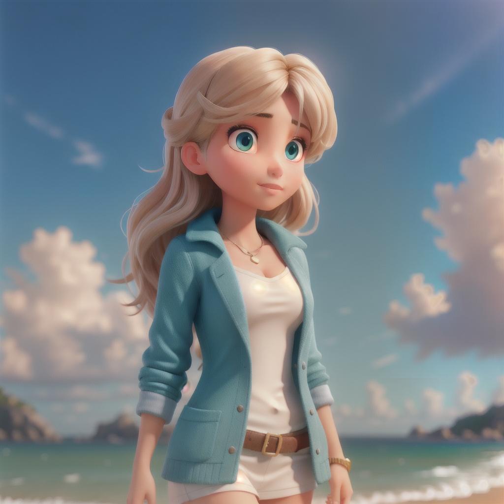  Girl on the beach hyperrealistic, full body, detailed clothing, highly detailed, cinematic lighting, stunningly beautiful, intricate, sharp focus, f/1. 8, 85mm, (centered image composition), (professionally color graded), ((bright soft diffused light)), volumetric fog, trending on instagram, trending on tumblr, HDR 4K, 8K