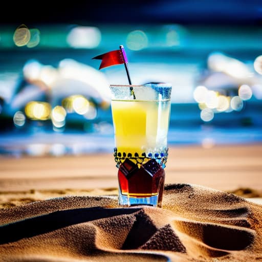  cocktail glass on surface of beach chair hyperrealistic, full body, detailed clothing, highly detailed, cinematic lighting, stunningly beautiful, intricate, sharp focus, f/1. 8, 85mm, (centered image composition), (professionally color graded), ((bright soft diffused light)), volumetric fog, trending on instagram, trending on tumblr, HDR 4K, 8K