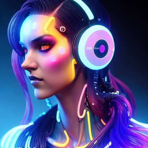 a photo of ddfusion style raver cyber girl, Long neon purple hair, hyperrealistic, full body, detailed clothing, highly detailed, cinematic lighting, stunningly beautiful, intricate, sharp focus, f/1. 8, 85mm, (centered image composition), (professionally color graded), ((bright soft diffused light)), volumetric fog, trending on instagram, trending on tumblr, HDR 4K, 8K