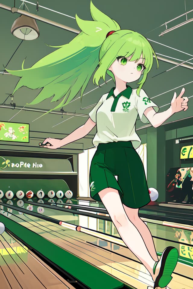  Green hair character to bowling