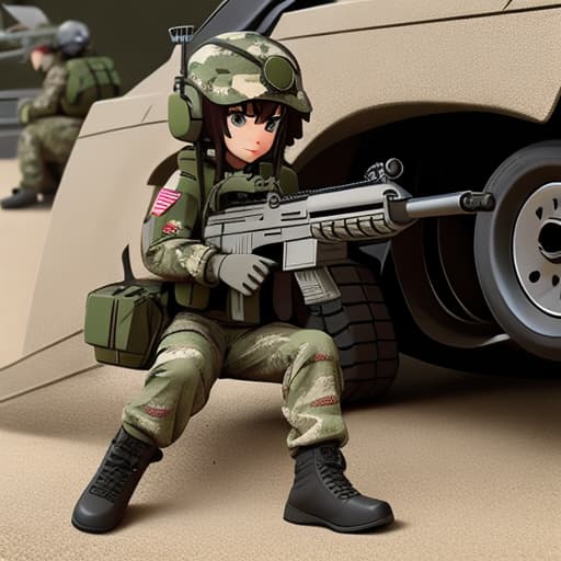  Camouflage clothing full body machine gun combat combat helicopter girl cute