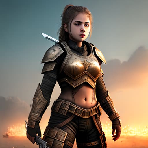  a girl in warrior suit, 4k, hd, highly detailed image,