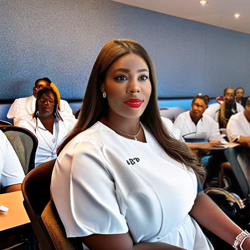 lnkdn photography beautiful black student nurse wearing a princess style white dress sitting in class hyperrealistic, full body, detailed clothing, highly detailed, cinematic lighting, stunningly beautiful, intricate, sharp focus, f/1. 8, 85mm, (centered image composition), (professionally color graded), ((bright soft diffused light)), volumetric fog, trending on instagram, trending on tumblr, HDR 4K, 8K