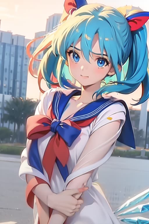  Cirno, sailor moon cosplay, naked, lewd