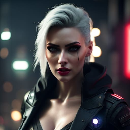  ultra realistic close up portrait ((beautiful pale cyberpunk female with heavy black eyeliner)), blue eyes, shaved side haircut, hyper detail, cinematic lighting, magic neon, dark red city, Canon EOS R3, nikon, f/1.4, ISO 200, 1/160s, 8K, RAW, unedited, symmetrical balance, in frame, 8K hyperrealistic, full body, detailed clothing, highly detailed, cinematic lighting, stunningly beautiful, intricate, sharp focus, f/1. 8, 85mm, (centered image composition), (professionally color graded), ((bright soft diffused light)), volumetric fog, trending on instagram, trending on tumblr, HDR 4K, 8K