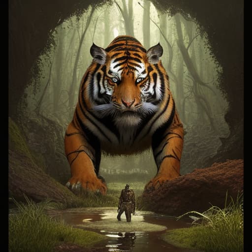  best quality professional photograph. swamp, underground cave tiger in the moss, stained glass, high detailed, in the style elegant, highly detailed digital painting, a real landscape, bloomcore, steamcore, hyperdetailed, vanishing point, digital painting, led, fantasy art, album cover art, 8k, octane render, sf, intricate artwork masterpiece, ominous, matte painting movie poster, golden ratio, trending on cgsociety, intricate, epic, trending on artstation, highly detailed, vibrant, production cinematic character render, ultra high quality model