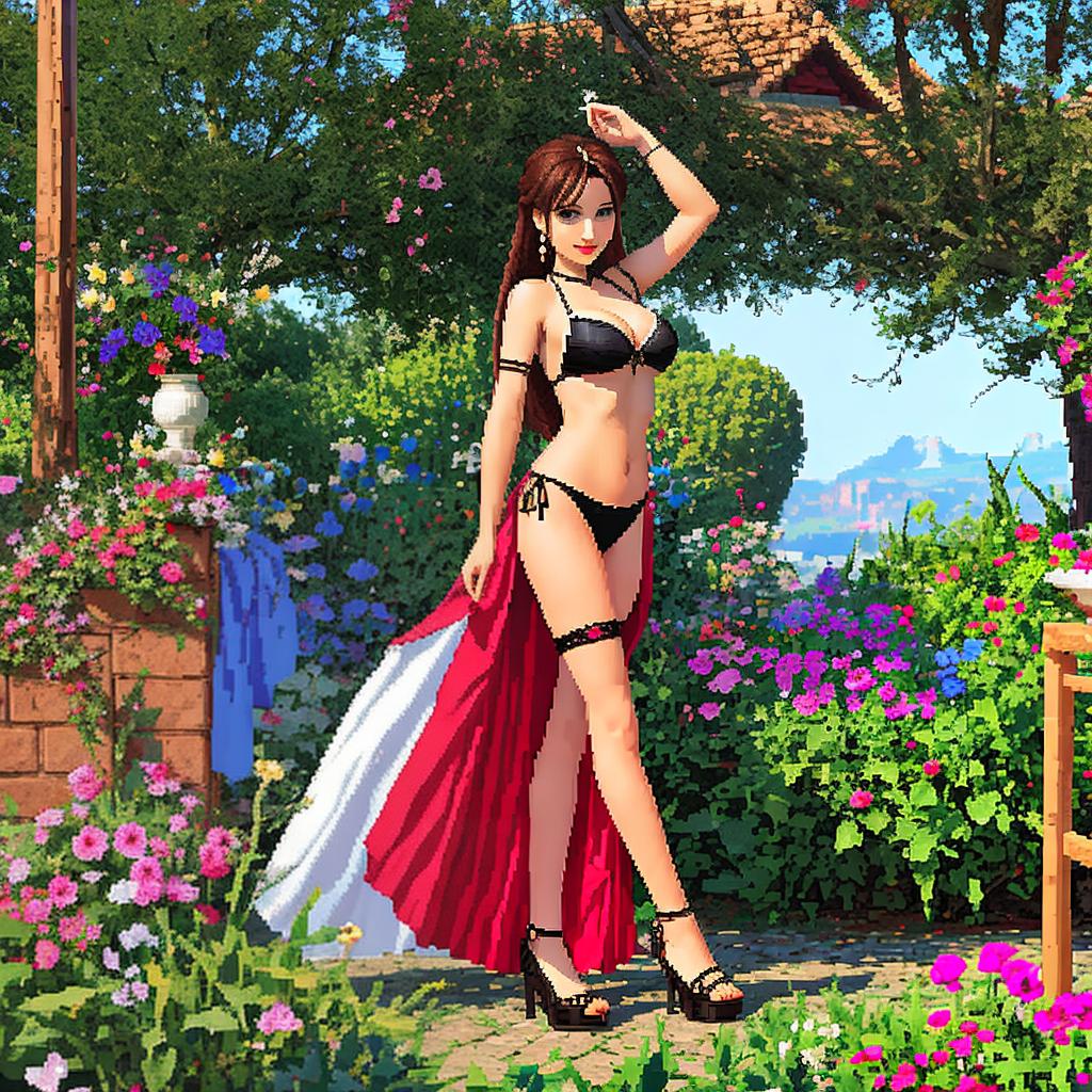  in pixel art style, ragazza nuda