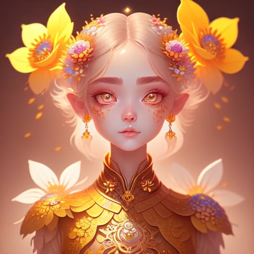 in OliDisco style yang man. flowers. cute. beautiful. fantasy style. 3D. ultra-HD. over-detailed face and eyes body and lips and nose and hands