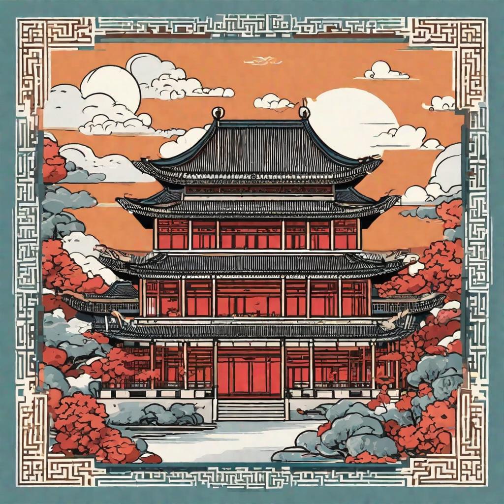  masterpiece, best quality,Chinese wind background with four palaces