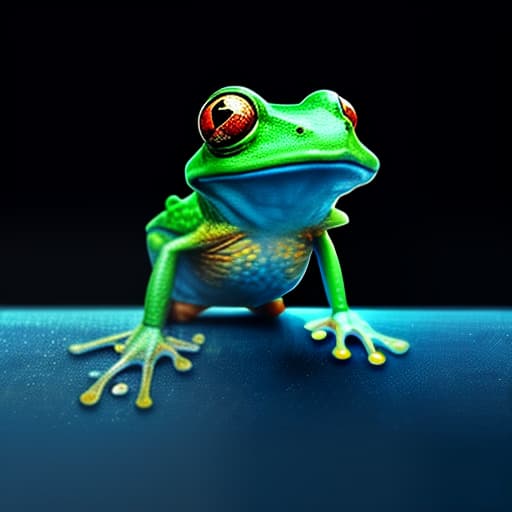 mdjrny-v4 style (a frog wearing blue jean), full body, Ghibli style, Anime, vibrant colors, HDR, Enhance, ((plain black background)), masterpiece, highly detailed, 4k, HQ, separate colors, bright colors