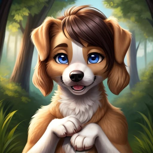  young, dog, feral, bestiality, male dog, female anthro, open eyes, digital art, masterpiece, 4k, fine details,