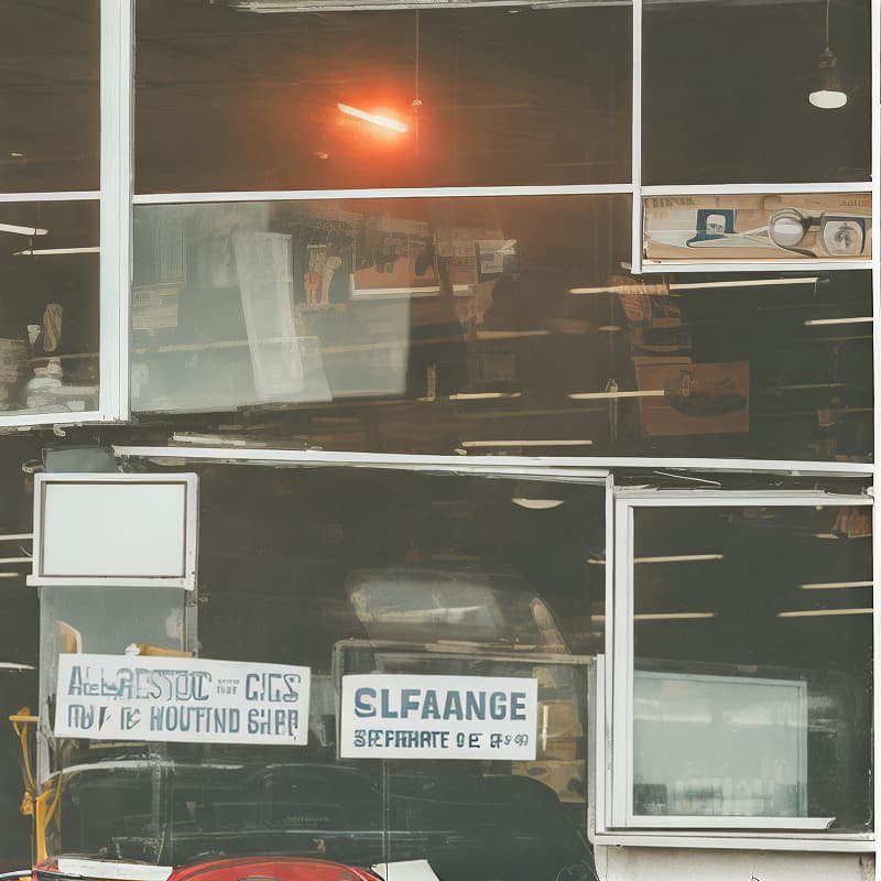 analog style changing windows in a vehicle repair shop