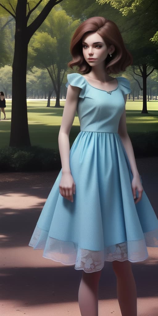  women in a dress in the park