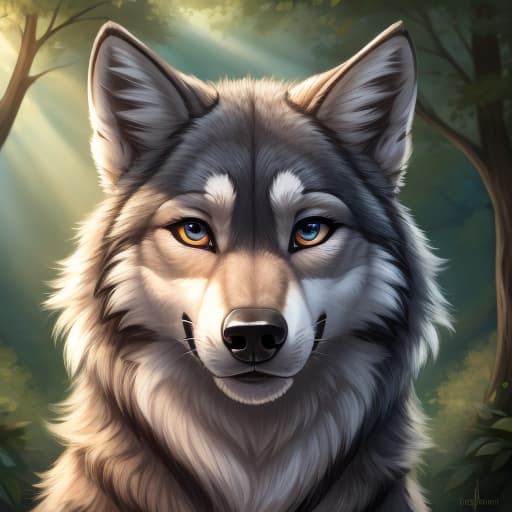  Female wolf, open eyes, digital art, masterpiece, 4k, fine details,