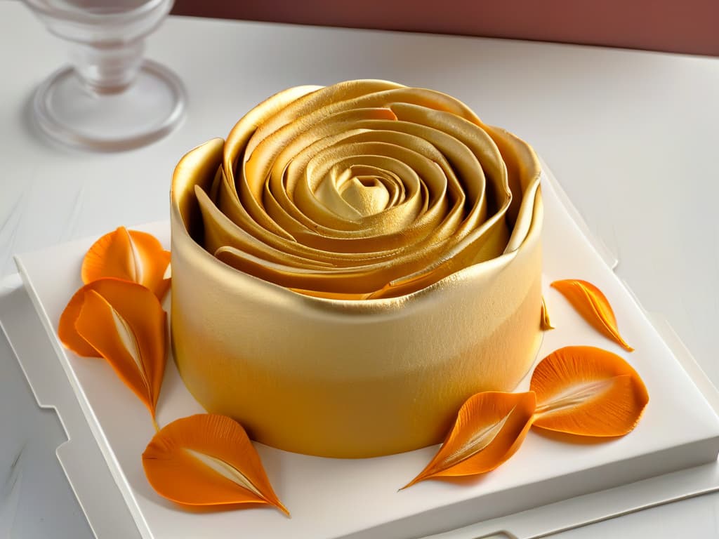  A closeup, ultradetailed image of a freshly baked, intricately designed roseshaped cake emerging from a sleek and innovative silicone mold. The cake is perfectly golden brown, with delicate petals and crisp edges, showcasing the versatility and creativity achievable with innovative silicone molds in baking. The minimalistic style highlights the beauty and precision of the cake design, inspiring readers to explore new possibilities with their own silicone molds in the kitchen. hyperrealistic, full body, detailed clothing, highly detailed, cinematic lighting, stunningly beautiful, intricate, sharp focus, f/1. 8, 85mm, (centered image composition), (professionally color graded), ((bright soft diffused light)), volumetric fog, trending on instagram, trending on tumblr, HDR 4K, 8K