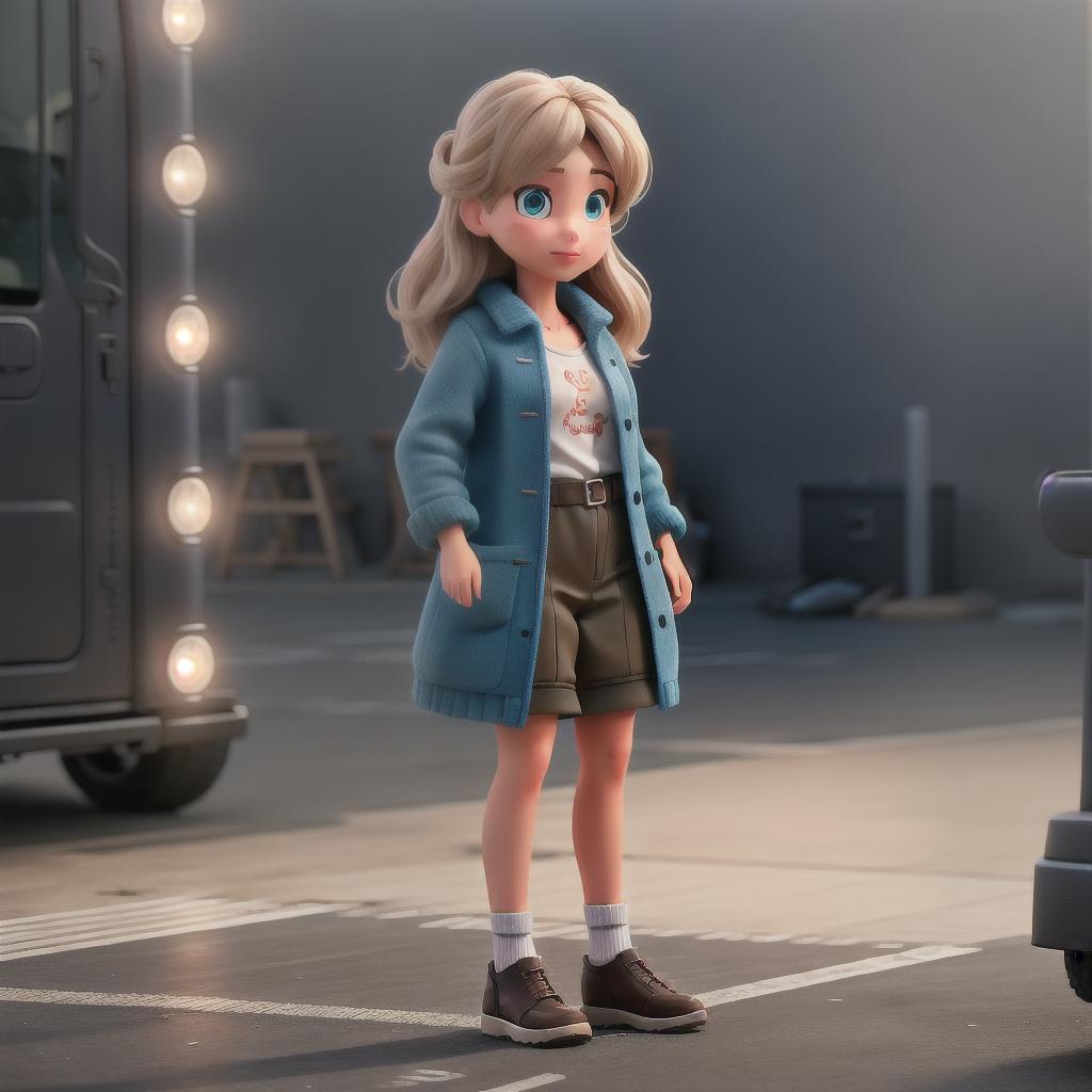  I girl is standing on a car hyperrealistic, full body, detailed clothing, highly detailed, cinematic lighting, stunningly beautiful, intricate, sharp focus, f/1. 8, 85mm, (centered image composition), (professionally color graded), ((bright soft diffused light)), volumetric fog, trending on instagram, trending on tumblr, HDR 4K, 8K