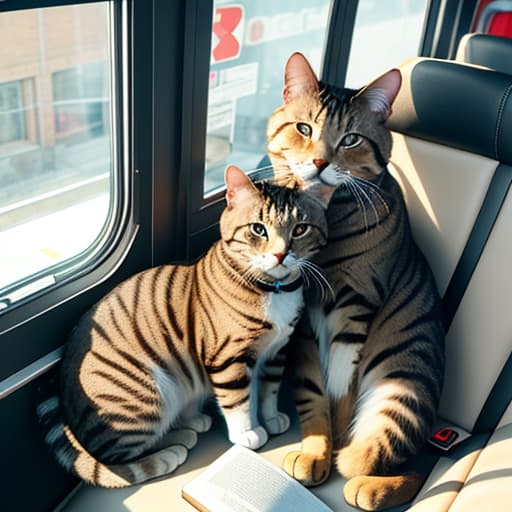  Realistic image of a cat wearing headphones and reading glasses while riding a bus. hyperrealistic, full body, detailed clothing, highly detailed, cinematic lighting, stunningly beautiful, intricate, sharp focus, f/1. 8, 85mm, (centered image composition), (professionally color graded), ((bright soft diffused light)), volumetric fog, trending on instagram, trending on tumblr, HDR 4K, 8K