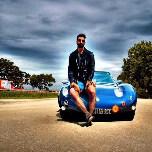  a boy sitting on a car hyperrealistic, full body, detailed clothing, highly detailed, cinematic lighting, stunningly beautiful, intricate, sharp focus, f/1. 8, 85mm, (centered image composition), (professionally color graded), ((bright soft diffused light)), volumetric fog, trending on instagram, trending on tumblr, HDR 4K, 8K