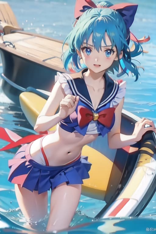  Cirno, bikini, sailor moon style