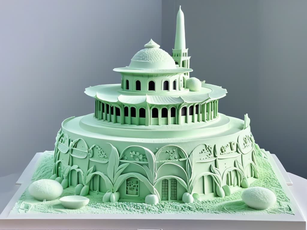  A photorealistic image of Ron BenIsrael meticulously crafting a stunning architectural masterpiece out of intricately detailed sugar sculptures. The scene captures him in his element, surrounded by a variety of tools and ingredients, showcasing his expertise in transforming ordinary ingredients into extraordinary works of edible art. The image conveys a sense of precision, creativity, and passion for the craft, inspiring readers to appreciate the artistry and skill behind the transformation of sugar into exquisite confections. hyperrealistic, full body, detailed clothing, highly detailed, cinematic lighting, stunningly beautiful, intricate, sharp focus, f/1. 8, 85mm, (centered image composition), (professionally color graded), ((bright soft diffused light)), volumetric fog, trending on instagram, trending on tumblr, HDR 4K, 8K