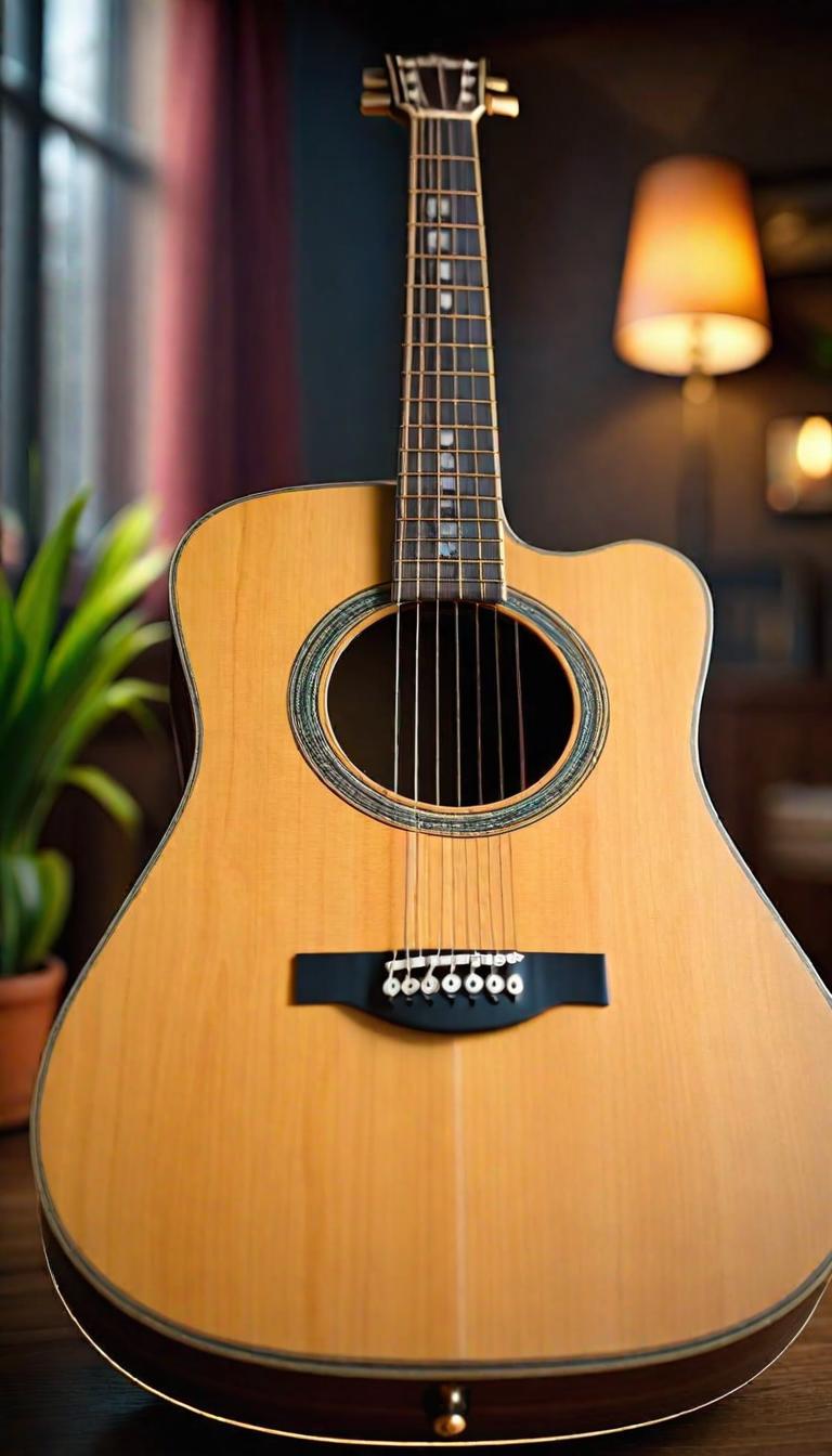  Professional 3D model of acoustic guitar . Rendered with Octane, the model is highly detailed,dramatic lighting. hyperrealistic, full body, detailed clothing, highly detailed, cinematic lighting, stunningly beautiful, intricate, sharp focus, f/1. 8, 85mm, (centered image composition), (professionally color graded), ((bright soft diffused light)), volumetric fog, trending on instagram, trending on tumblr, HDR 4K, 8K