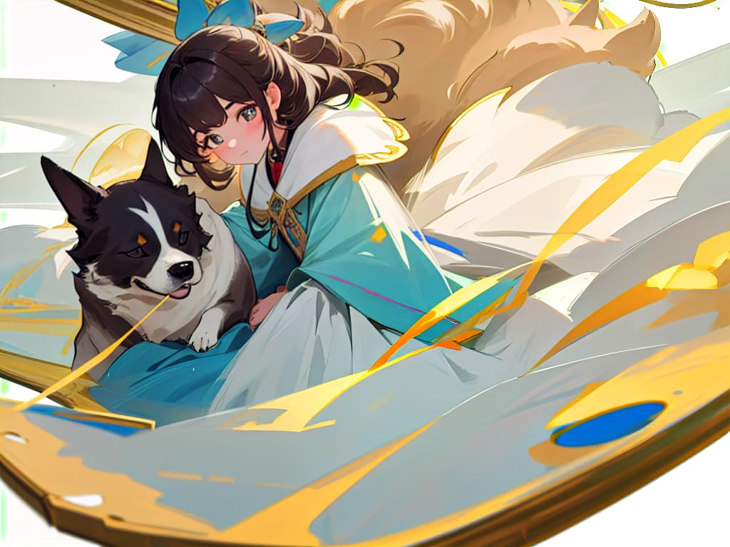  A beautiful girl playing with a dog, masterpiece, best quality,8k,ultra detailed,high resolution,an extremely delicate and beautiful,hyper detail