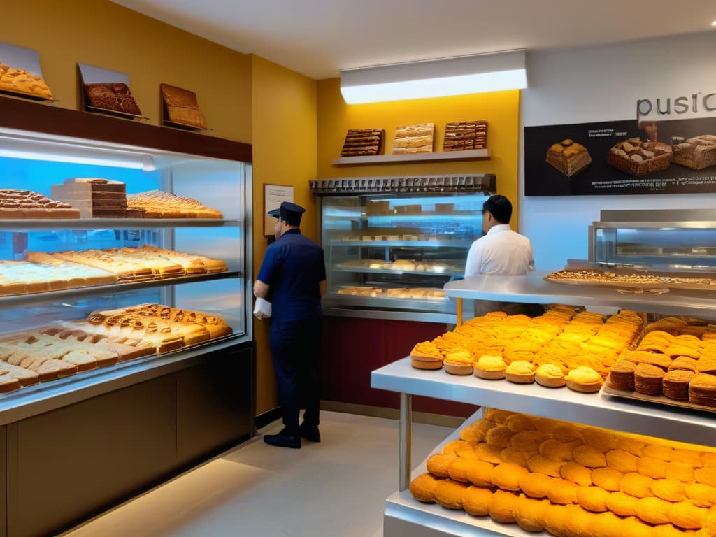  An ultradetailed image of a bustling bakery filled with diverse customers enjoying a variety of fair trade pastries and baked goods. The scene captures the social impact of fair trade practices, showcasing happy producers and satisfied consumers coming together in a beautifully designed, modern bakery setting. Customers of all ages and backgrounds interact with each other, creating a vibrant and inclusive atmosphere that highlights the benefits of fair trade in the pastry industry. The image is rich in color and detail, with every pastry, customer, and item in the bakery meticulously depicted to convey a sense of warmth, community, and sustainability. hyperrealistic, full body, detailed clothing, highly detailed, cinematic lighting, stunningly beautiful, intricate, sharp focus, f/1. 8, 85mm, (centered image composition), (professionally color graded), ((bright soft diffused light)), volumetric fog, trending on instagram, trending on tumblr, HDR 4K, 8K