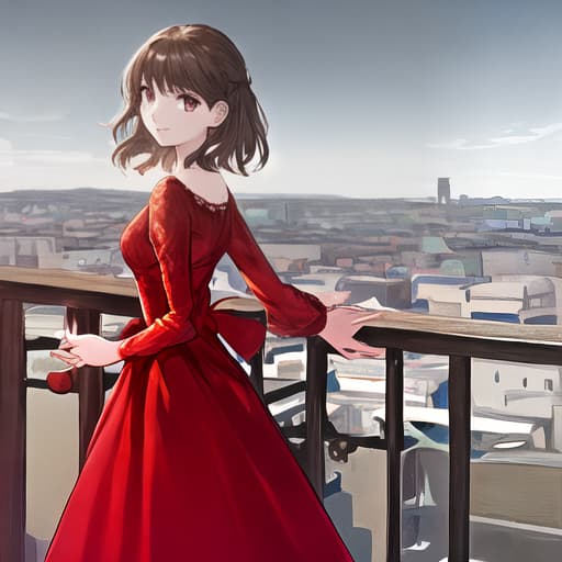  girl in beautiful red dress