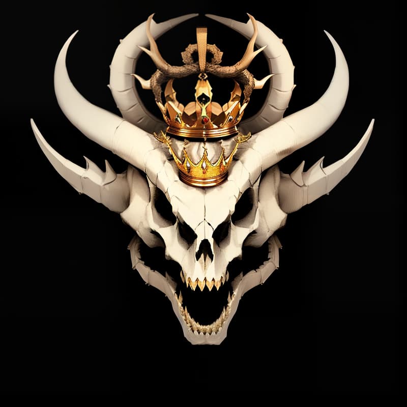  masterpiece, best quality, Dragon skull with horns, crown