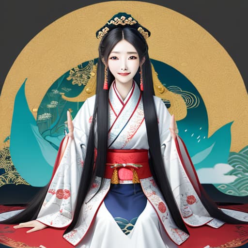  Oriental beauty, convex, long hair,