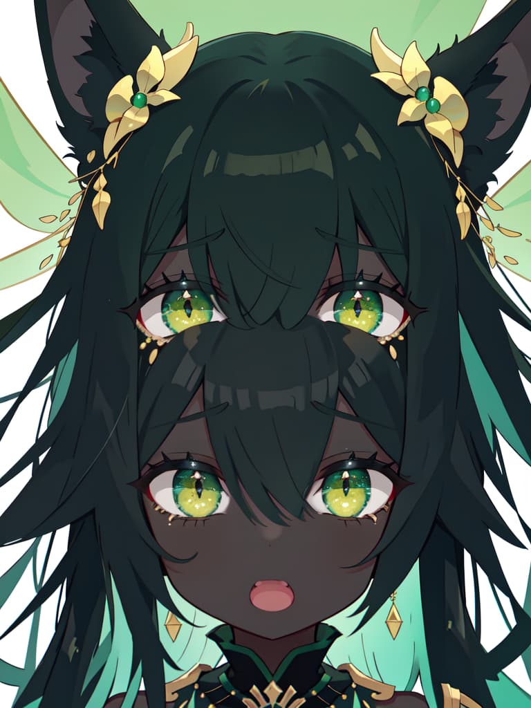  Black Anubis on a green hair character, open your mouth and cry, masterpiece, best quality,8k,ultra detailed,high resolution,an extremely delicate and beautiful,hyper detail