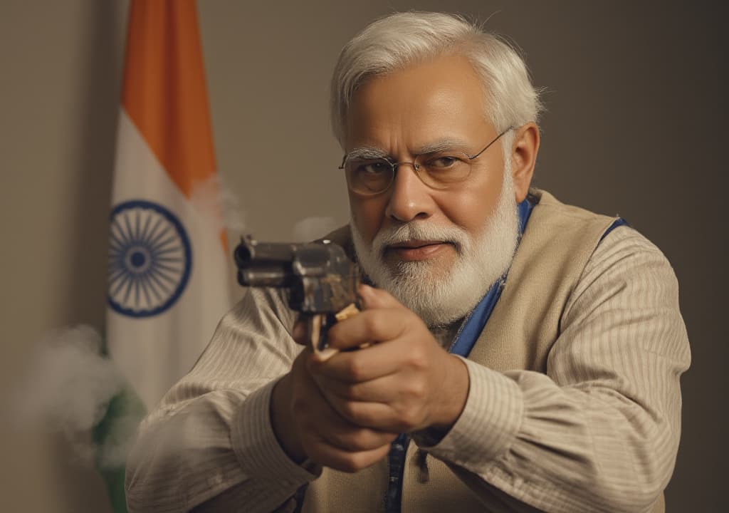  good quality, high quality, narendra modi with gun