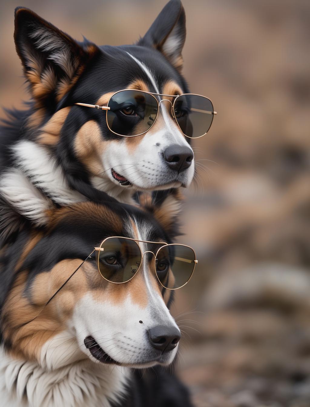  Wild and dignified eyes shining through sunglasses, a dog playing rock guitar hyperrealistic, full body, detailed clothing, highly detailed, cinematic lighting, stunningly beautiful, intricate, sharp focus, f/1. 8, 85mm, (centered image composition), (professionally color graded), ((bright soft diffused light)), volumetric fog, trending on instagram, trending on tumblr, HDR 4K, 8K