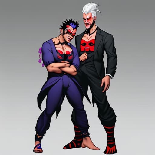  Make a character that looks like Vagito and Akuma full body visual