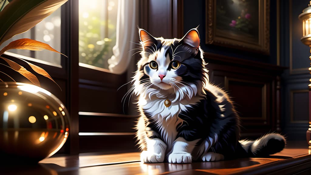  A cat, deeply engrossed in its purr, emitting healing vibrations.  , ((realistic)), ((masterpiece)), focus on detailed clothing and atmosphere of the surroundings. Soft and natural lights.