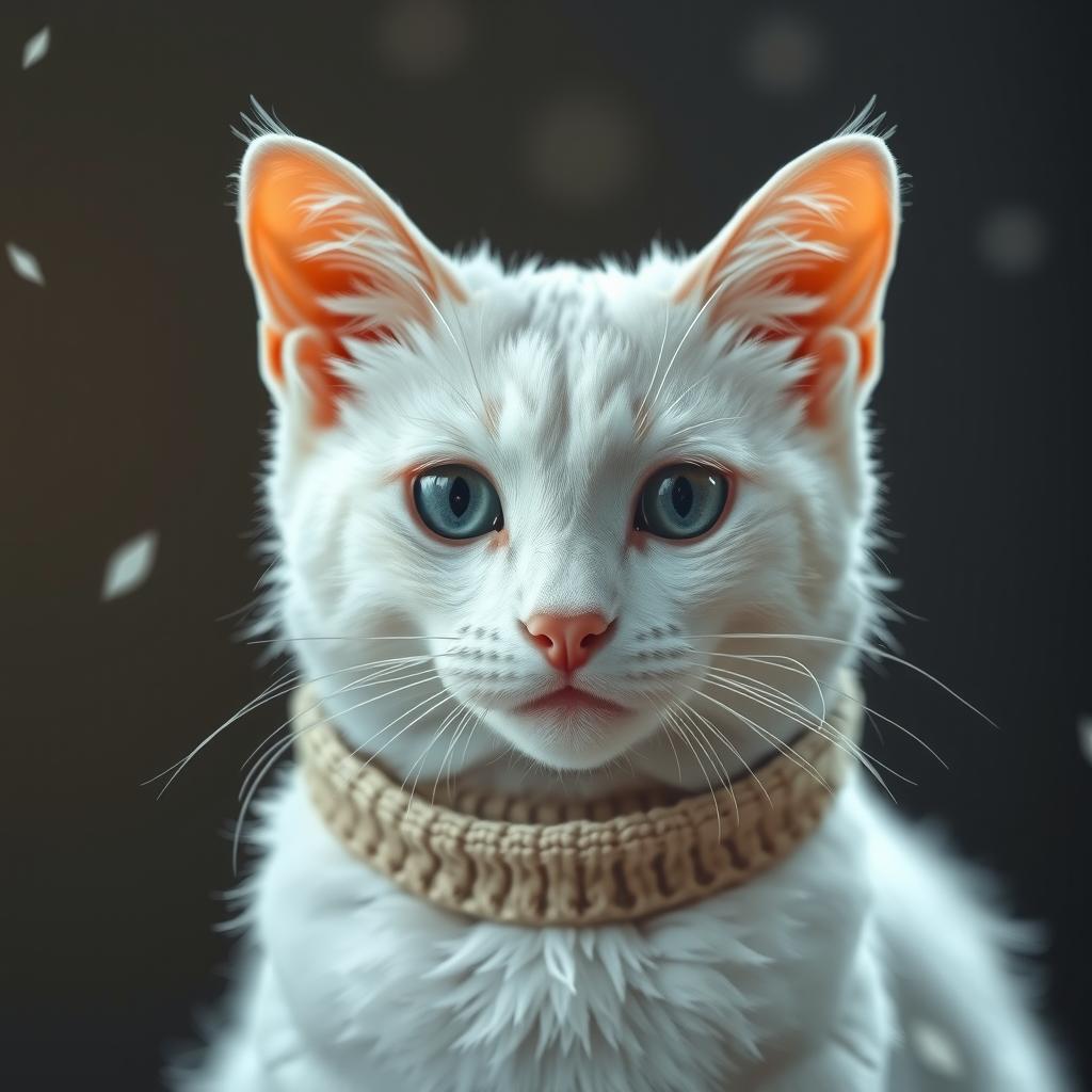  a white cat hyperrealistic, full body, detailed clothing, highly detailed, cinematic lighting, stunningly beautiful, intricate, sharp focus, f/1. 8, 85mm, (centered image composition), (professionally color graded), ((bright soft diffused light)), volumetric fog, trending on instagram, trending on tumblr, HDR 4K, 8K