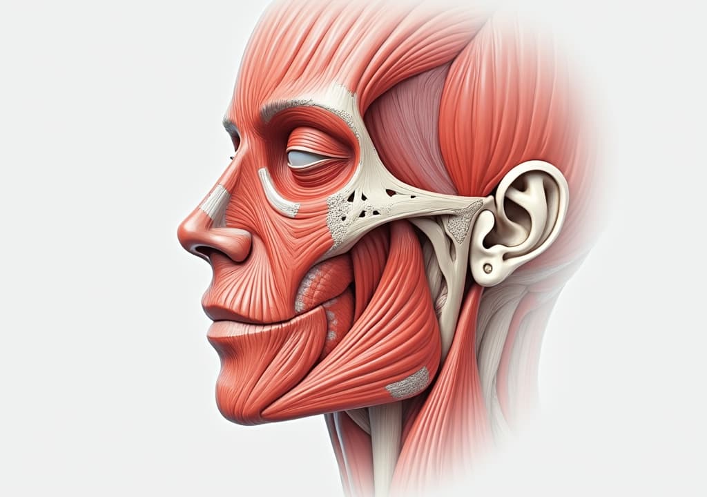  good quality, high quality, detailed anatomical representation of the superficial muscular aponeurotic system related to ulthera treatment for facial rejuvenation