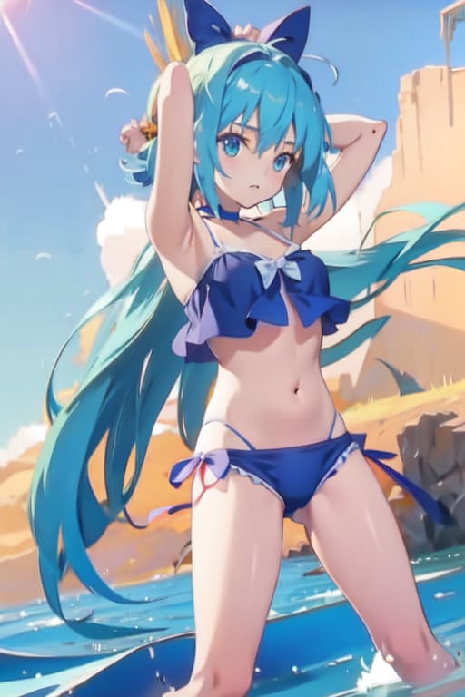  Cirno, bikini, Ghibli style