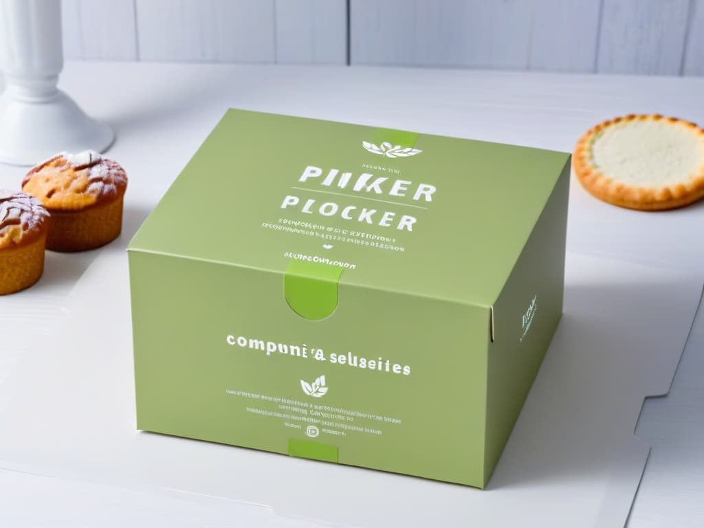  A highresolution, minimalist image of a beautifully designed ecofriendly packaging box specifically created for pastries and baked goods. The packaging box is made of recycled materials, showcasing a clean and modern design with subtle earthy tones. The focus is on the intricate details of the packaging, highlighting its ecofriendly features like compostable materials and natureinspired patterns. The image conveys a sense of innovation and sustainability, perfect for promoting ecoconscious packaging solutions for bakery products. hyperrealistic, full body, detailed clothing, highly detailed, cinematic lighting, stunningly beautiful, intricate, sharp focus, f/1. 8, 85mm, (centered image composition), (professionally color graded), ((bright soft diffused light)), volumetric fog, trending on instagram, trending on tumblr, HDR 4K, 8K