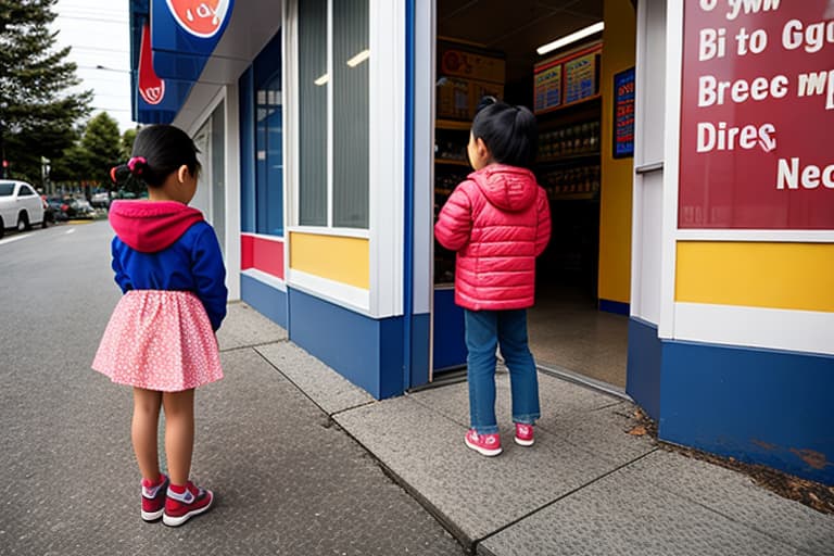  A little girl standing in front of Dairy Queens