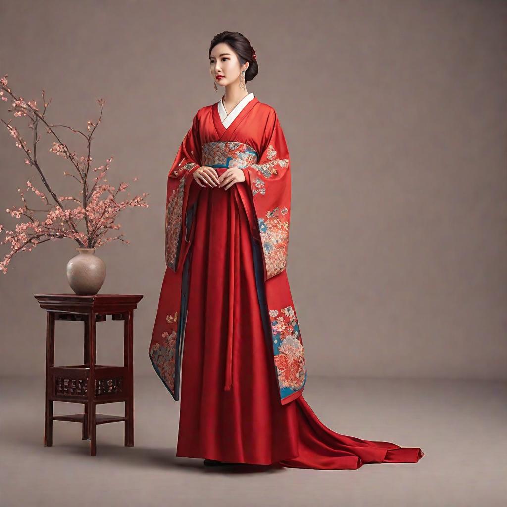  masterpiece, best quality,A beautiful Chinese woman, dressed in a flowing red Warring States period robe, solid colored Hanfu, brick red Hanfu, cotton and linen material, wide sleeves, belt and cuffs embroidered with some patterns, turned around and looked back, the hem of the skirt fluttered, simple ancient Chinese traditional hairstyle, clean background, blurred background, natural lighting, cinematic texture, soft lighting, captured by Canon cameras,8K --ar 3:4