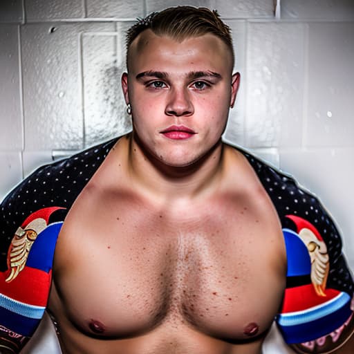 portrait+ style russian homosexual queer powerlifter blonde very cute dude face