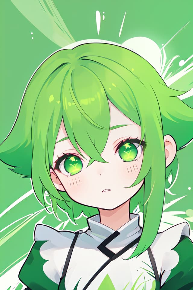  Publish on the face of the green hair character