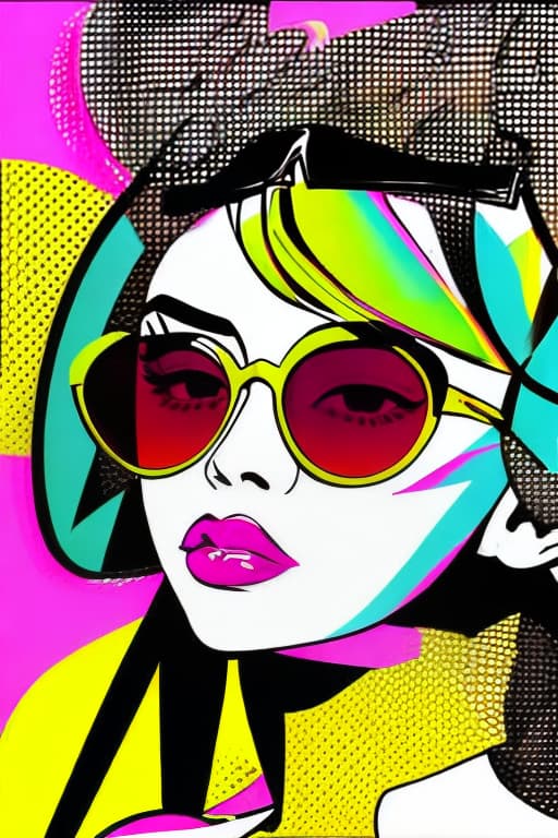  Pop art style woman wearing sunglasses